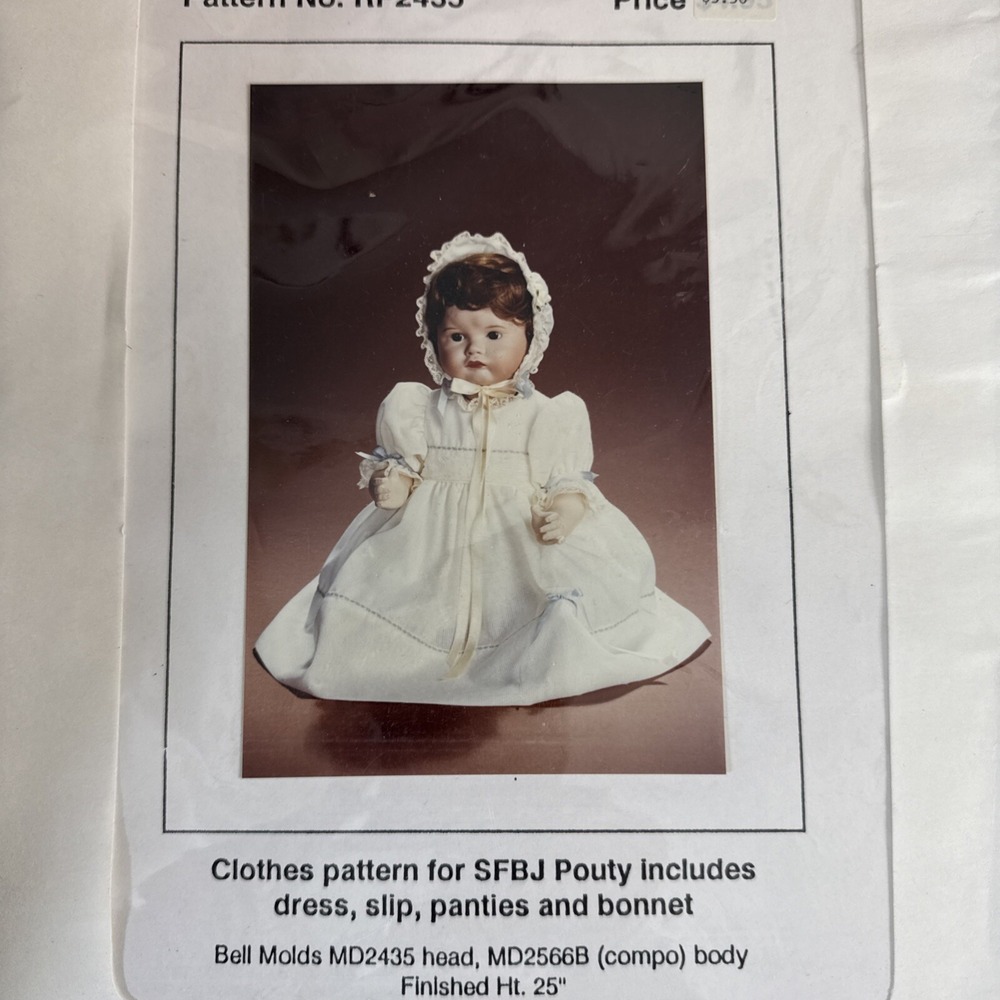 Bell Ceramics Doll Pattern RP2435 25 Inch Baby Dress Panties Slip Hat Hilda Bell